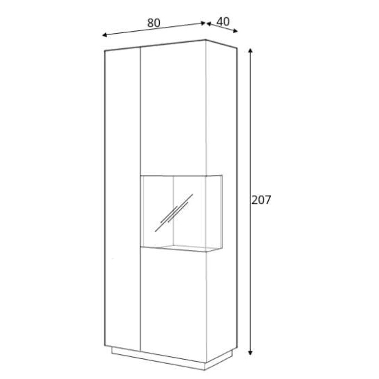 Silvis Gloss Display Cabinet Tall Right In White Oak And LED