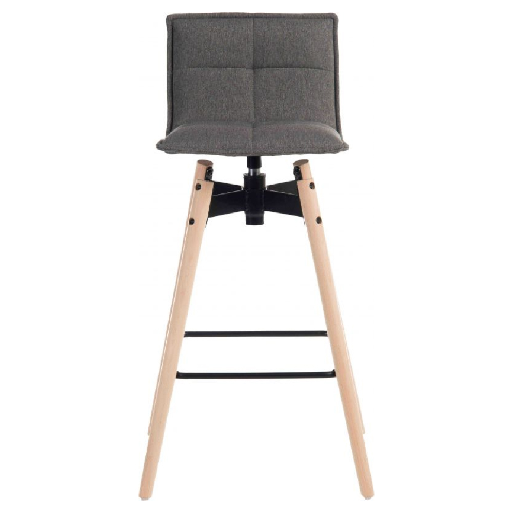 Silvis Grey Fabric Barstools With Light Wooden Legs In Pair