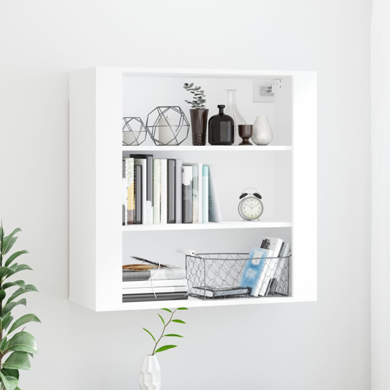 Photo of Silvis high gloss wall shelving unit in white