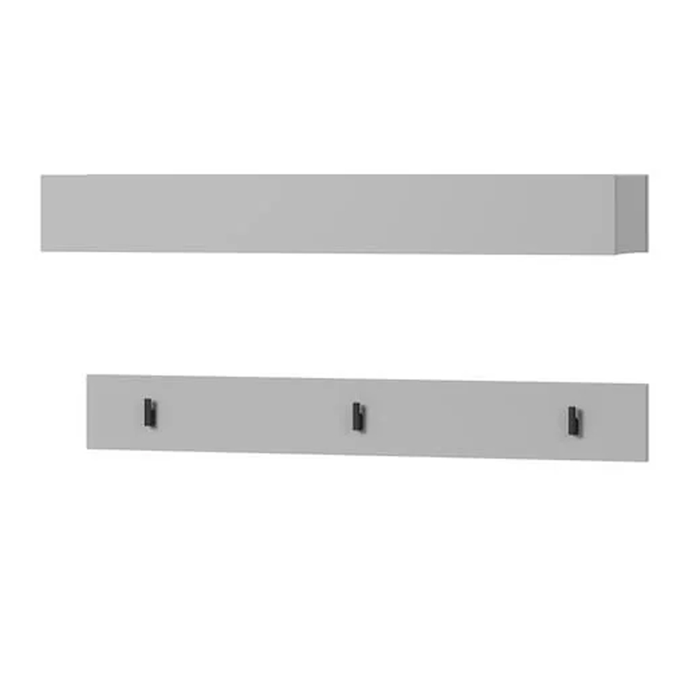 Silvis Horizontal Wooden Hallway Coat Hanger In Grey
