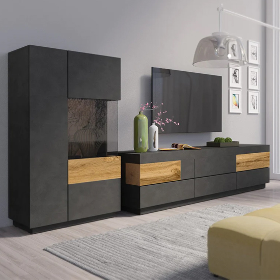 Silvis Wooden Display Cabinet Left Hand In Matera Oak And LED