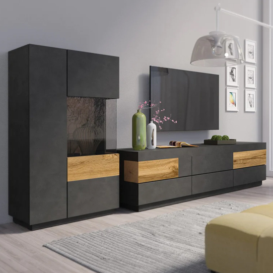 Silvis Wooden Display Cabinet Right Hand In Matera Oak And LED