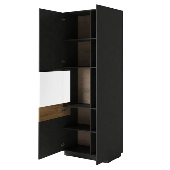 Silvis Wooden Display Cabinet Tall Left In Matera Oak And LED