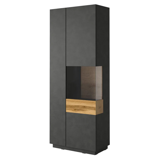 Silvis Wooden Display Cabinet Tall Right In Matera Oak And LED
