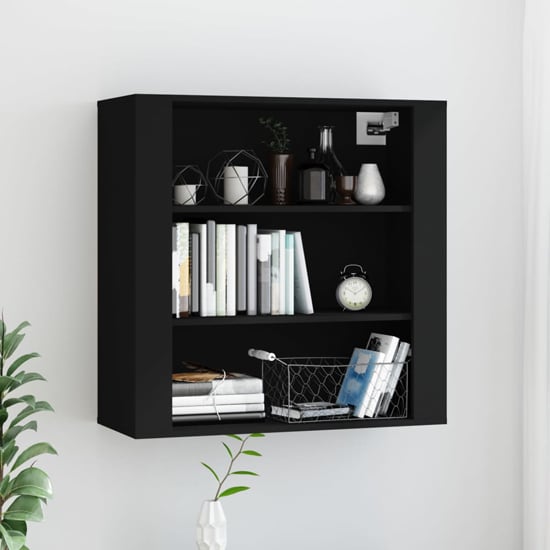 Photo of Silvis wooden wall shelving unit in black