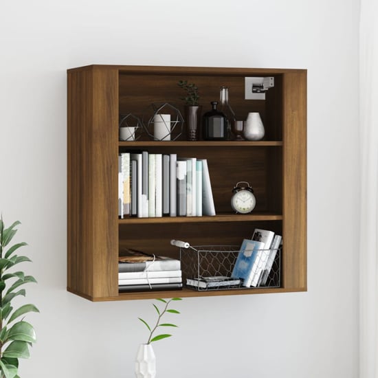 Read more about Silvis wooden wall shelving unit in brown oak