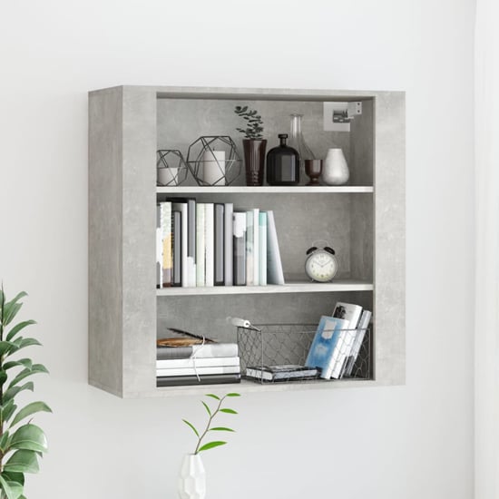 Read more about Silvis wooden wall shelving unit in concrete effect