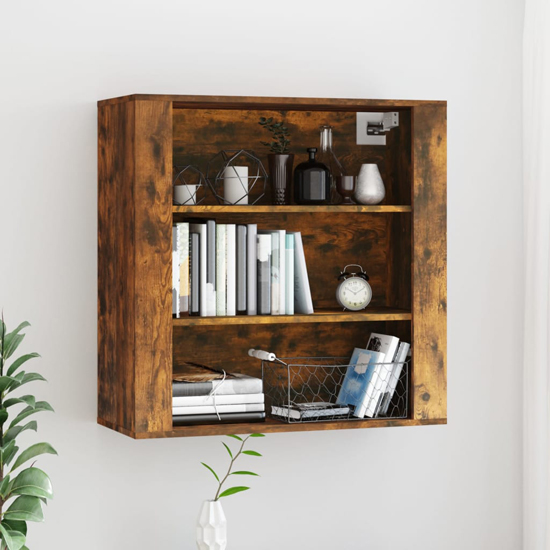 Photo of Silvis wooden wall shelving unit in smoked oak