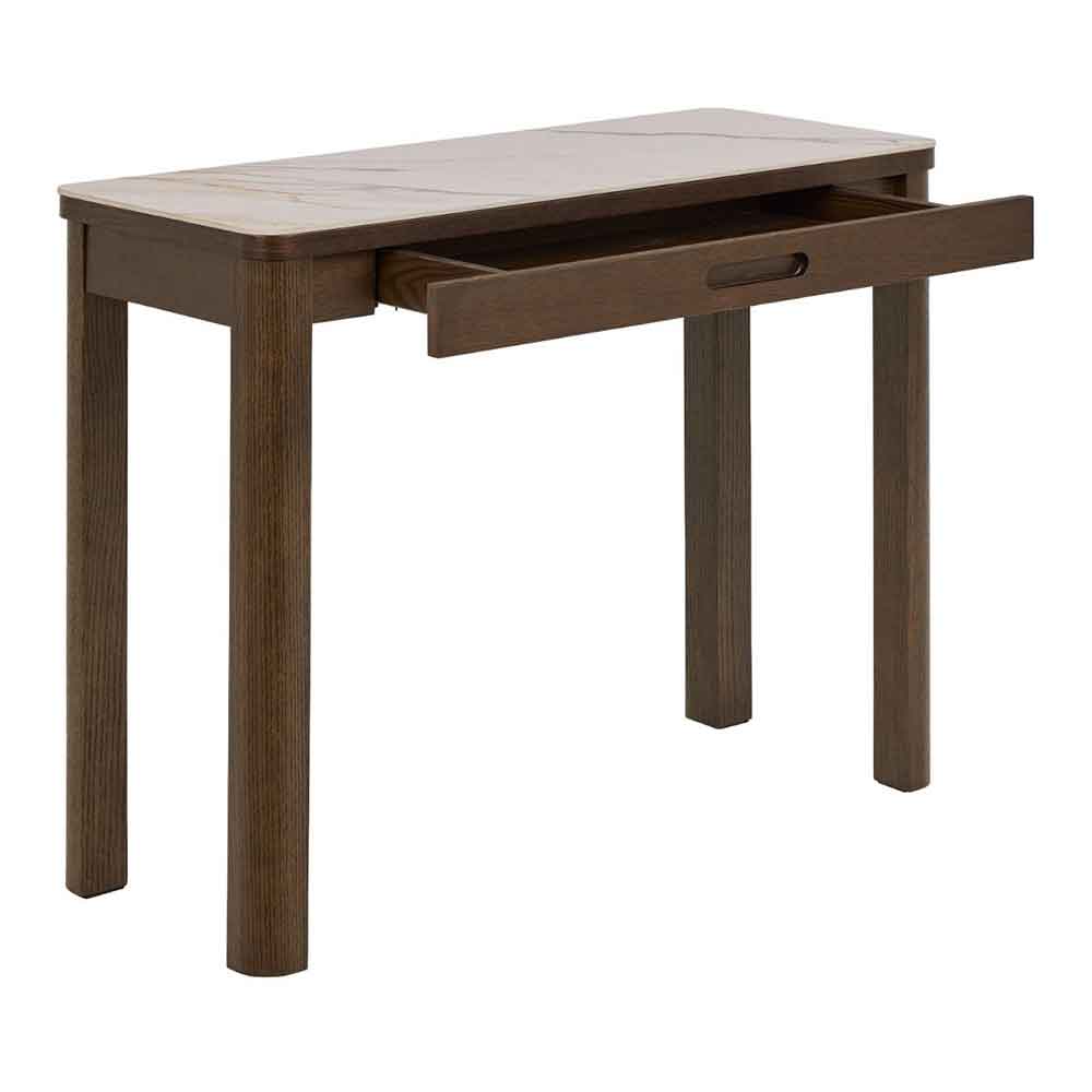 Simcoe Ceramic Top Console Table With 1 Drawer In Smoked Oak