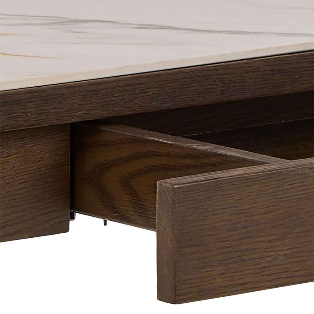 Simcoe Ceramic Top Console Table With 1 Drawer In Smoked Oak