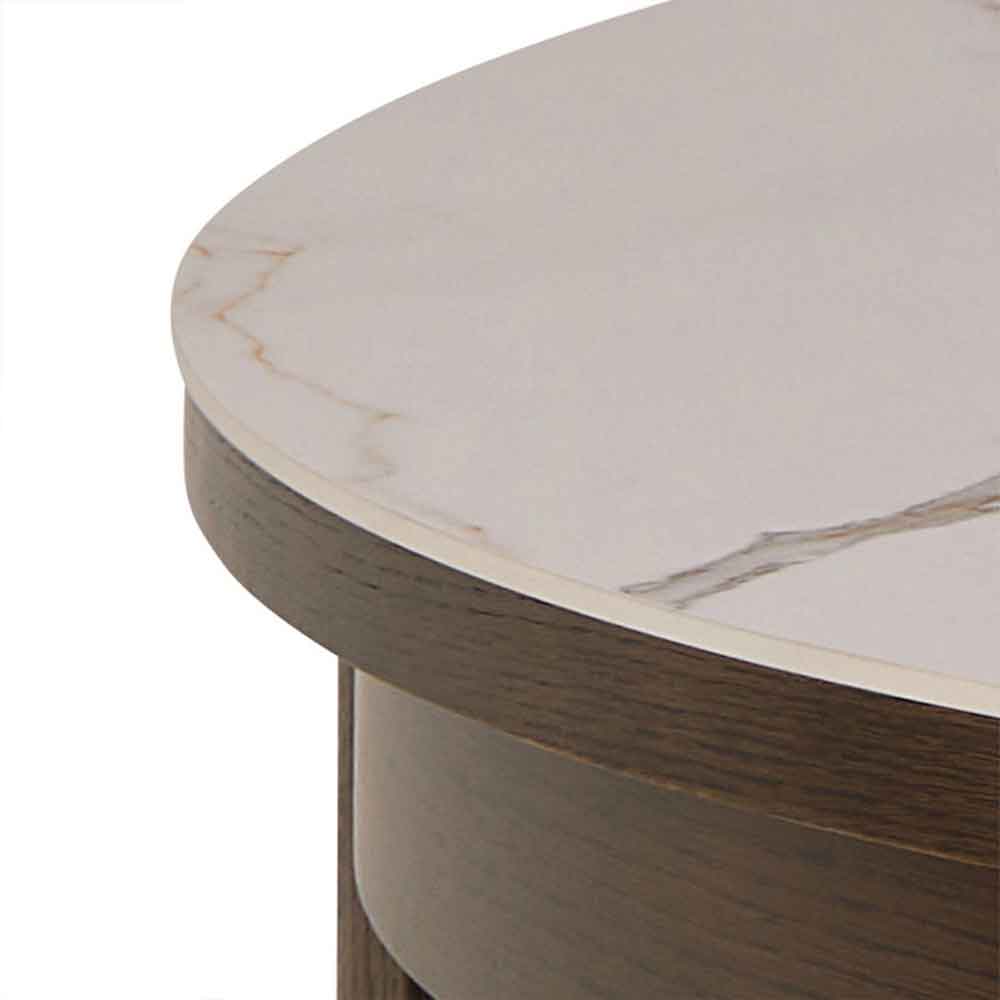 Simcoe Ceramic Top Round Dining Table In Smoked Oak