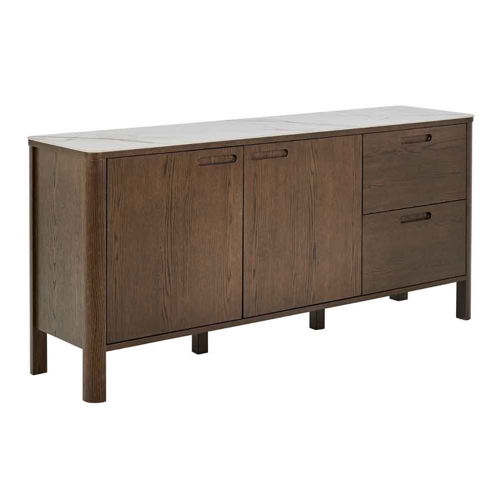 Simcoe Ceramic Top Sideboard With 2 Doors 2 Drawers In Smoked Oak