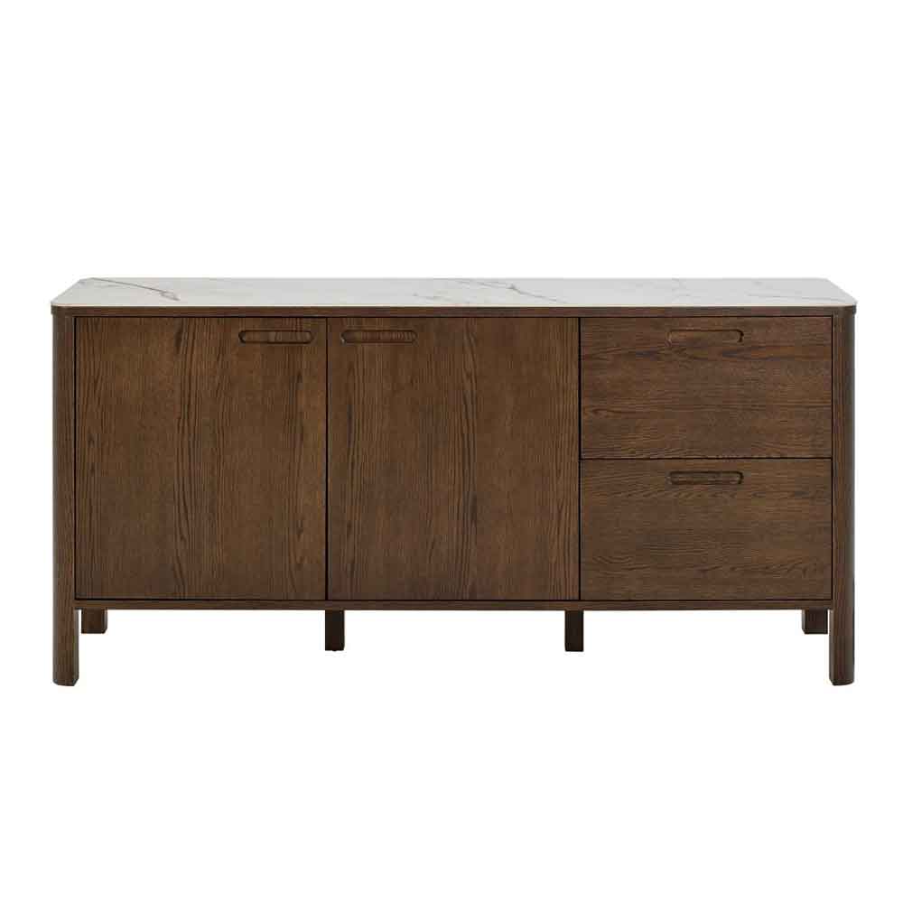 Simcoe Ceramic Top Sideboard With 2 Doors 2 Drawers In Smoked Oak