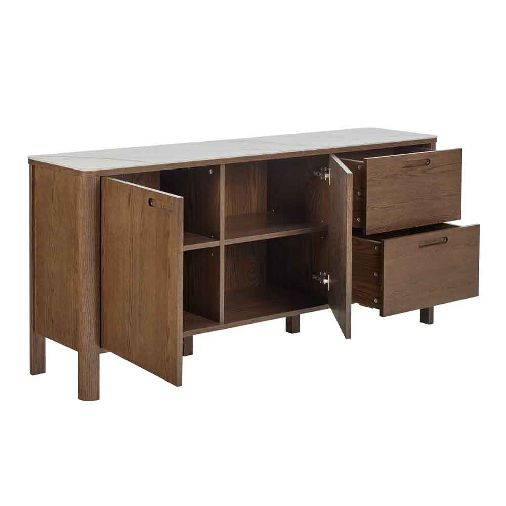 Simcoe Ceramic Top Sideboard With 2 Doors 2 Drawers In Smoked Oak