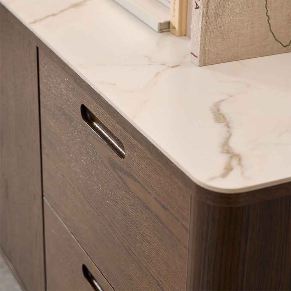 Simcoe Ceramic Top Sideboard With 2 Doors 2 Drawers In Smoked Oak
