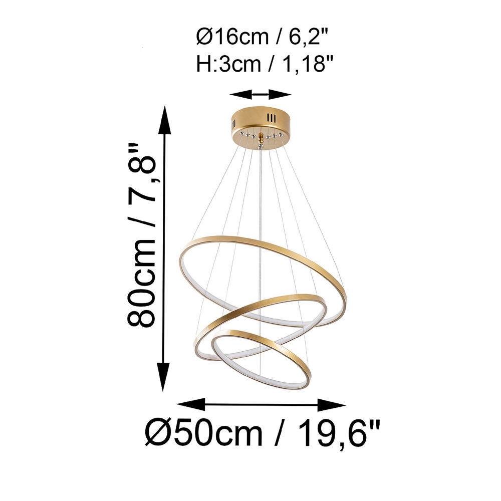 Simit Metal Chandelier Light in Gold