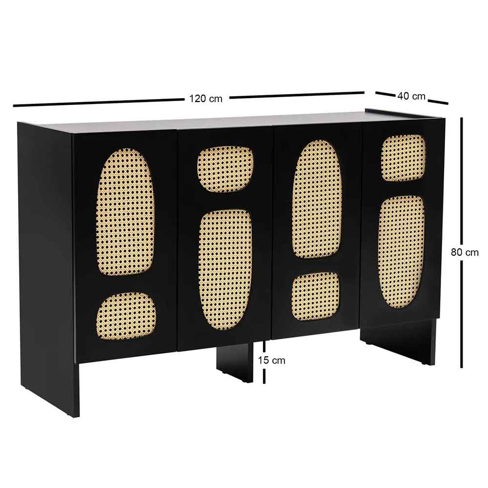Simona Wooden Storage Cabinet with 4 Doors in Black