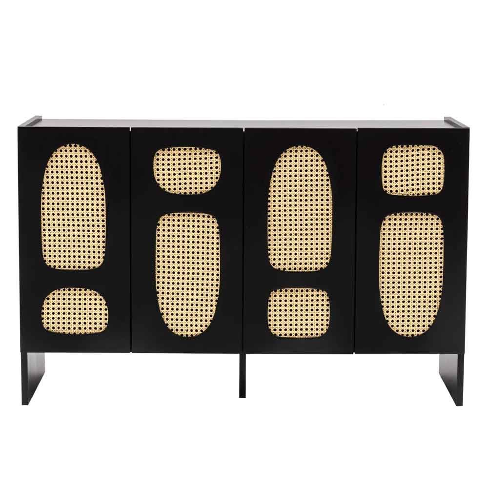 Simona Wooden Storage Cabinet with 4 Doors in Black