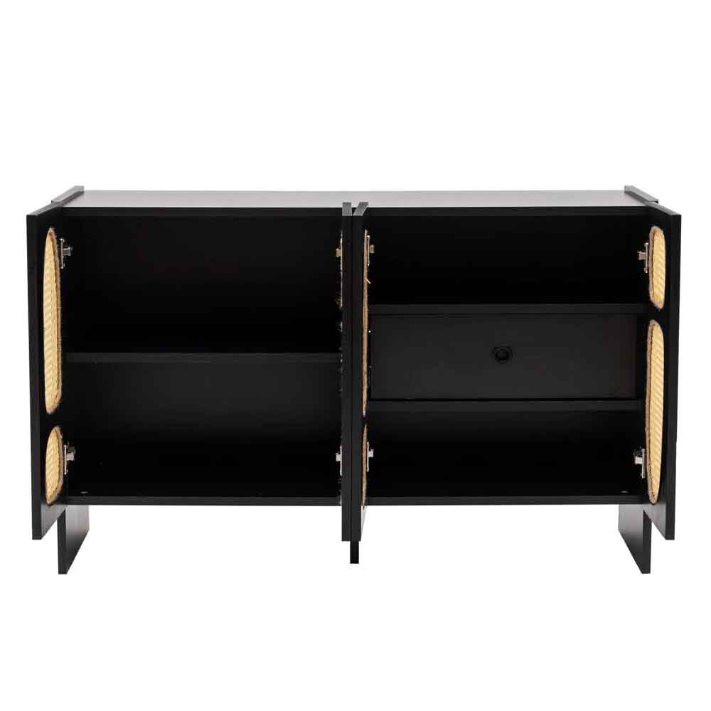 Simona Wooden Storage Cabinet with 4 Doors in Black