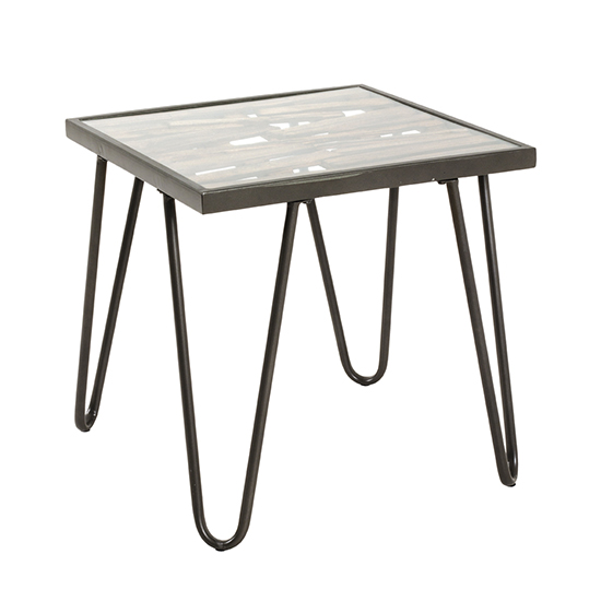 Simons Square Clear Glass Side Table With Anthracite Metal Legs