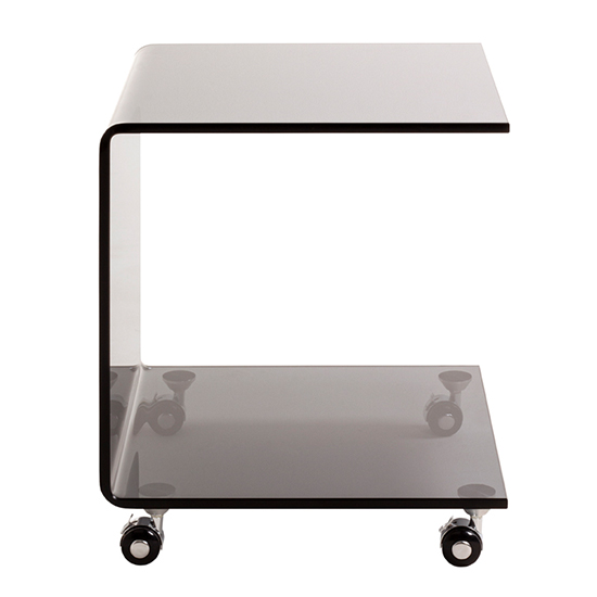 Simons Float Glass Side Table On Castors In Grey_2