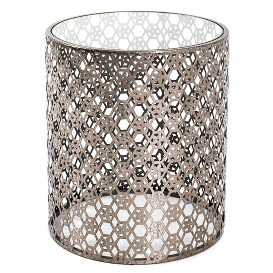 Read more about Simons round glass side table with bronze metal base