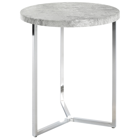 Photo of Simons round wooden side table in concrete effect