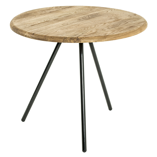 Simons Set Of 2 Wooden Side Tables In Oak With Black Metal Legs