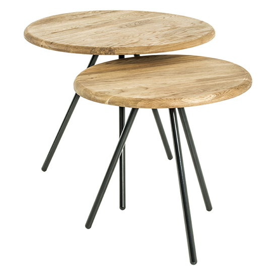 Simons Small Wooden Side Table In Oak With Black Metal Legs