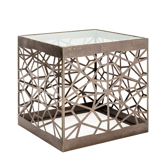 Simons Square Clear Glass Side Table With Bronze Metal Base_2