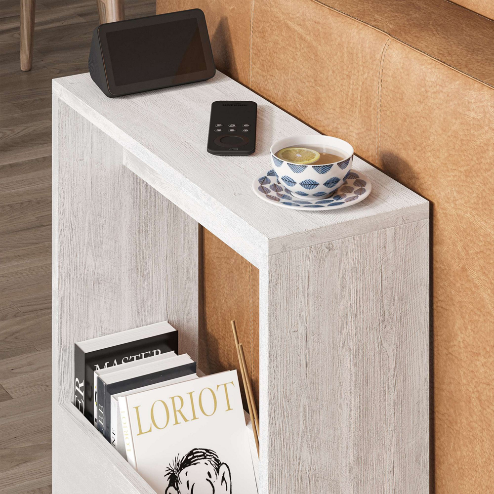 Simpi Wooden Side Table with Magazine Rack in Ancient White