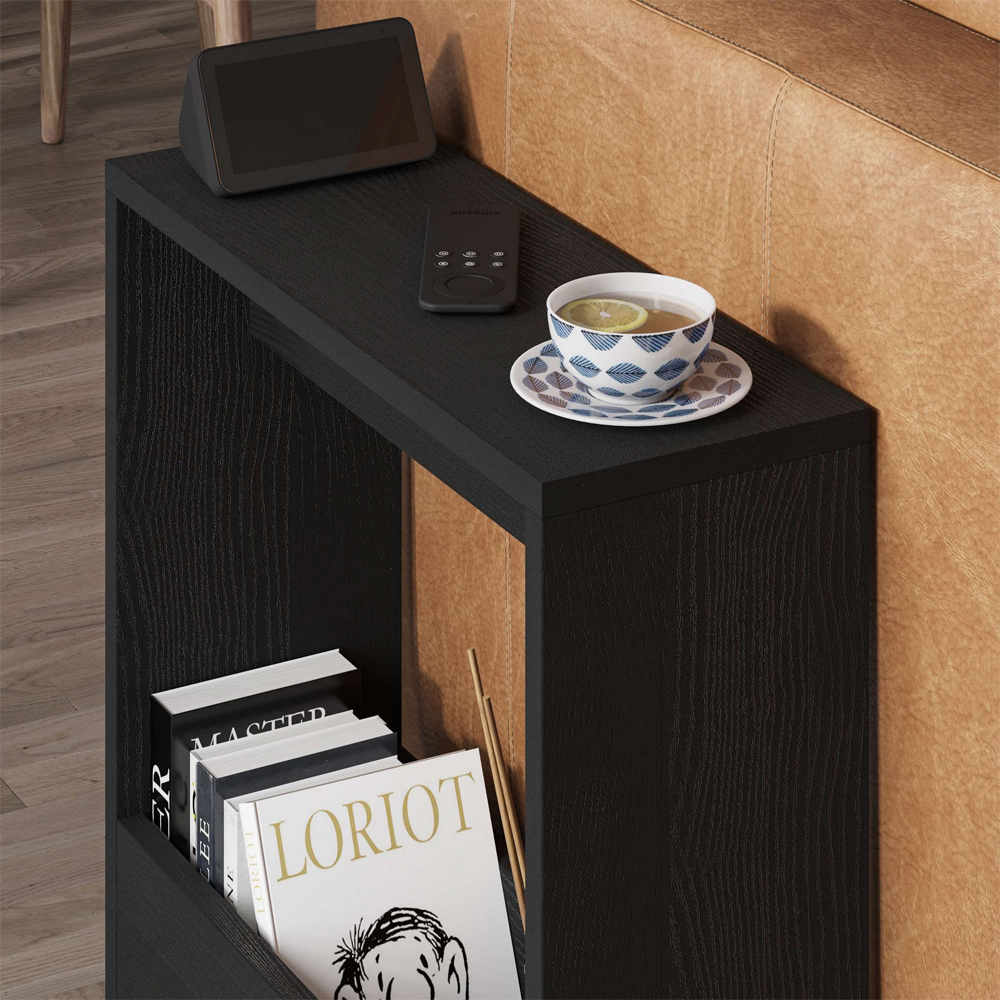 Simpi Wooden Side Table with Magazine Rack in Black