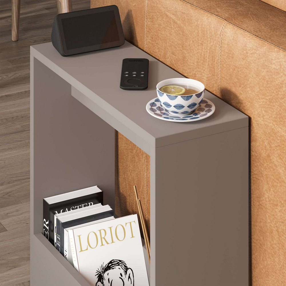 Simpi Wooden Side Table with Magazine Rack in Light Mocha