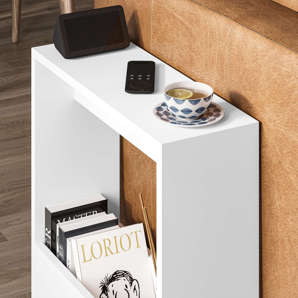 Simpi Wooden Side Table with Magazine Rack in White