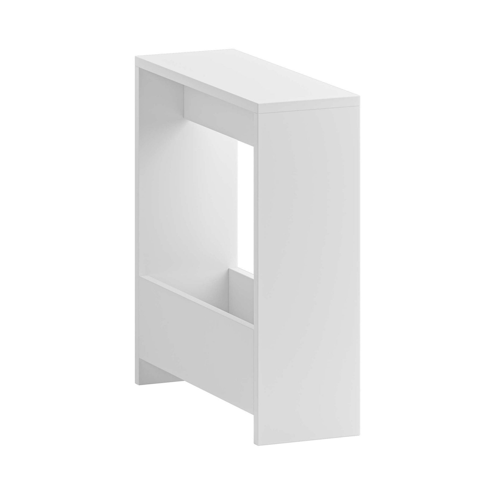 Simpi Wooden Side Table with Magazine Rack in White