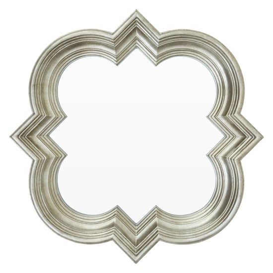 Sims Arabesque Design Wall Mirror In Weathered Silver Frame