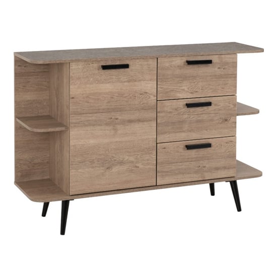 Read more about Sineu wooden sideboard with 1 door 3 drawers in mid oak