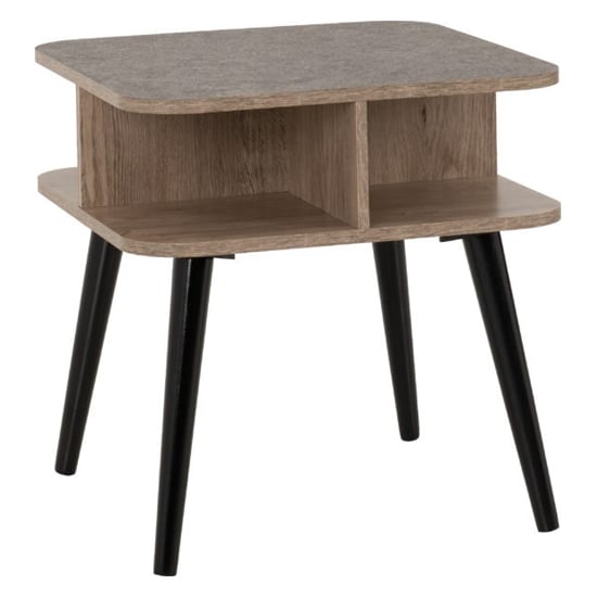 Read more about Sineu wooden side table in mid oak effect and grey
