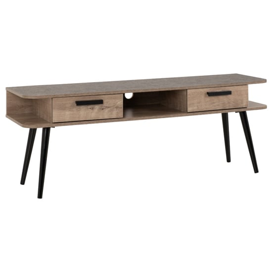 Read more about Sineu wooden tv stand with 2 drawers in mid oak