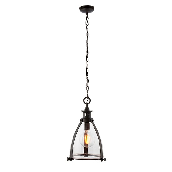 Product photograph of Singa Small Clear Glass Ceiling Pendant Light In Aged Bronze from Furniture in Fashion