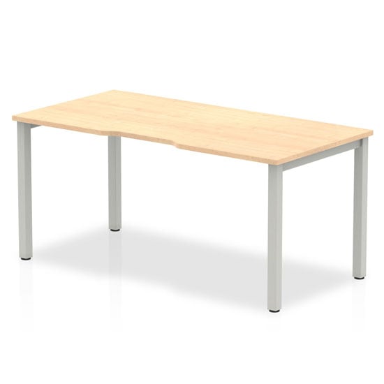 Read more about Single large laptop desk in maple with silver frame