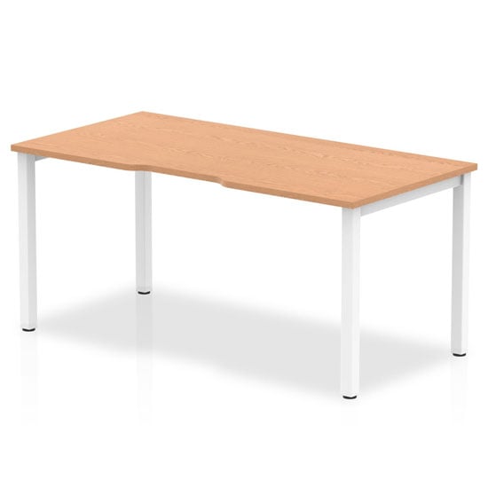 Read more about Single large laptop desk in oak with white frame