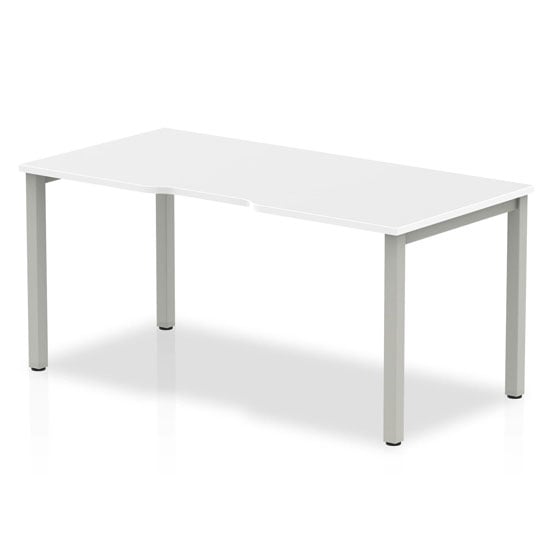 Single Medium Laptop Desk In White With Silver Frame