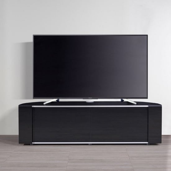 Sanja Large Corner High Gloss TV Stand With Doors In Black_4