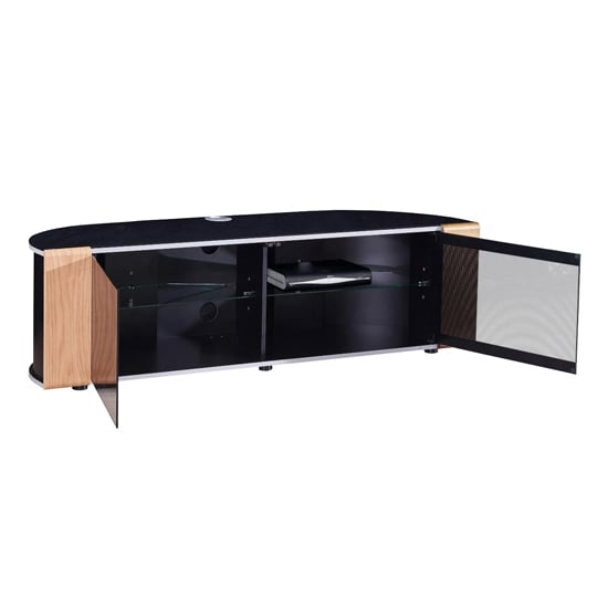 Sanja Ultra Large Corner High Gloss TV Stand In Oak And Walnut_4