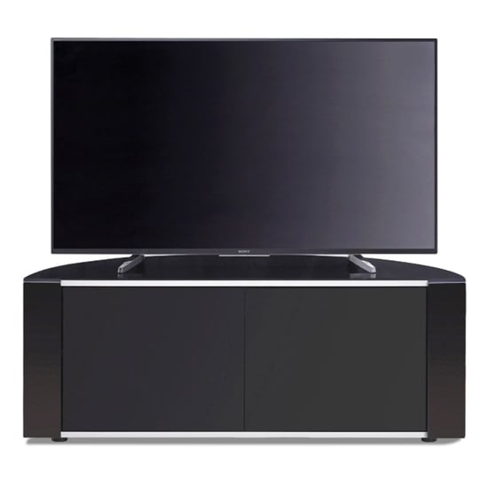 Sanja Medium Corner High Gloss TV Stand With Doors In Black_2