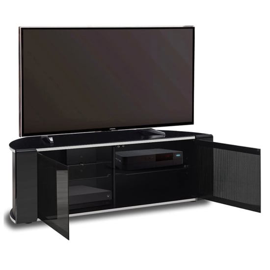 Sanja Medium Corner High Gloss TV Stand With Doors In Black_3