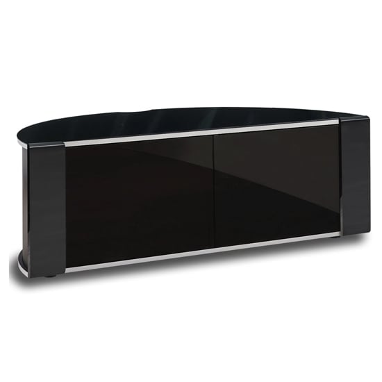 Sanja Medium Corner High Gloss TV Stand With Doors In Black_4