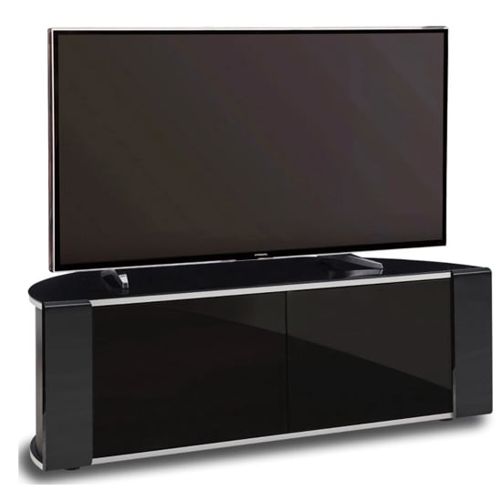 Read more about Sanja medium corner high gloss tv stand with doors in black