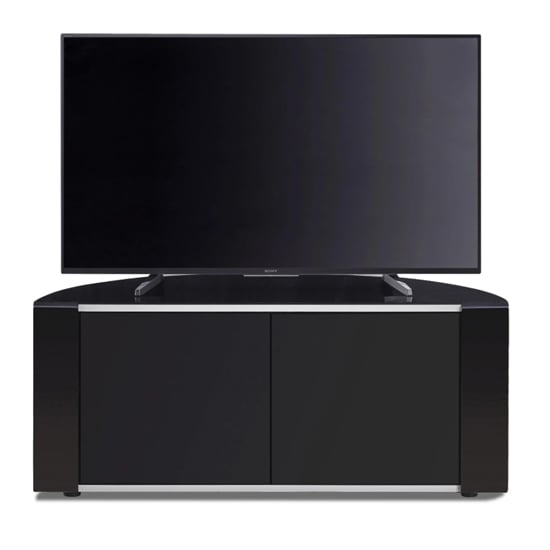Sanja Small Corner High Gloss TV Stand With Doors In Black_3
